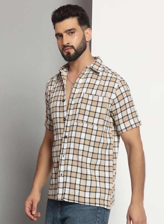 CHIMPAAANZEE Men Tartan Checks Opaque Checked Casual Shirt - Image 4